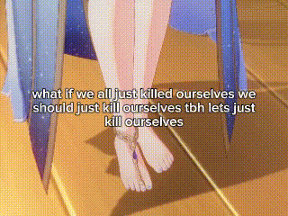 a picture of a person 's feet with a caption that says what if we all just killed ourselves