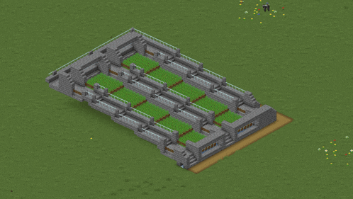 an isometric view of a building with stairs and a fence