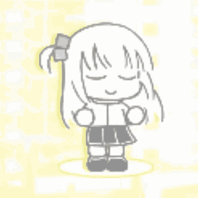 a black and white drawing of a little girl with long hair and a bow in her hair .