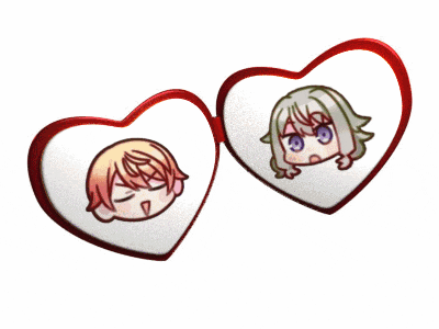 a couple of hearts with cartoon characters on them