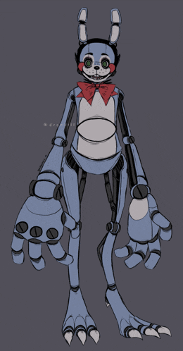 a drawing of a robotic bunny with a red bow tie