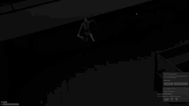 a screenshot of a video game shows a skeleton with long arms and legs