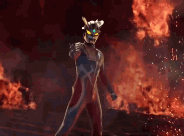 Ultraman Zero Fighting Stance GIF - Ultraman Zero Fighting Stance On Fire GIFs