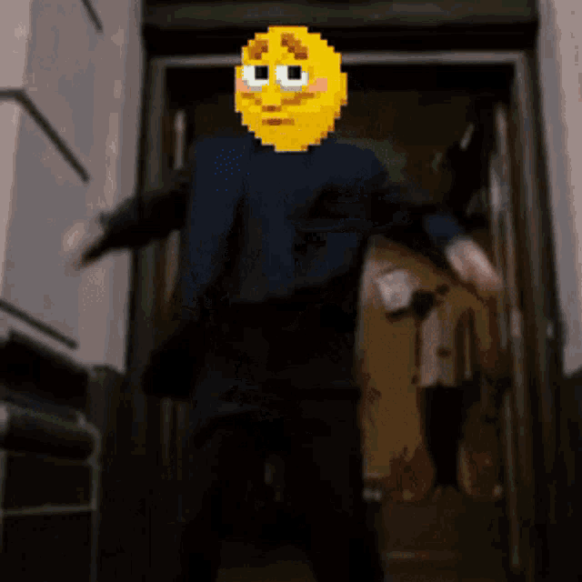 a pixel art image of a man with a yellow face