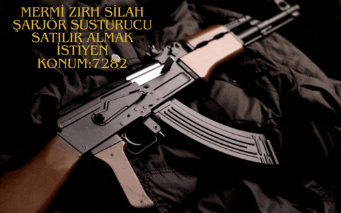 a picture of a rifle with the words mermi zirh silah