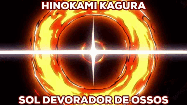 a cartoon of a sun with the words hinokami kagura sol devorador de ossos