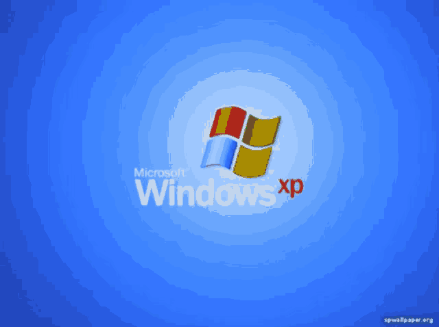 a blue background with the microsoft windows xp logo