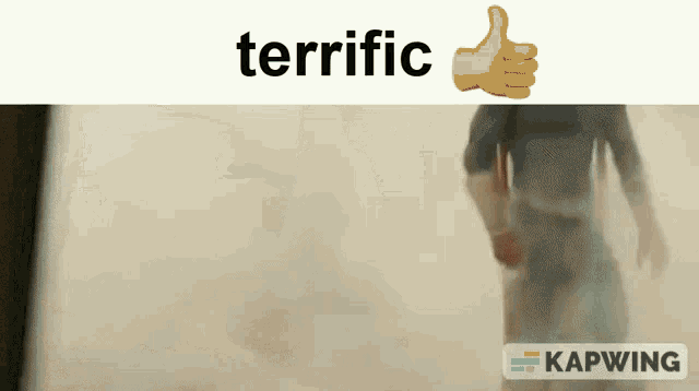 a picture of a man running with the word terrific above him