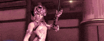 a woman in a video game is holding a sword in her hand .