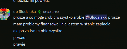 a screenshot of a text message with the name do slodziaka on it