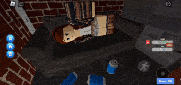a screenshot of a video game shows a can of soda and a couch