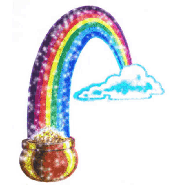 a pot of gold under a rainbow and cloud