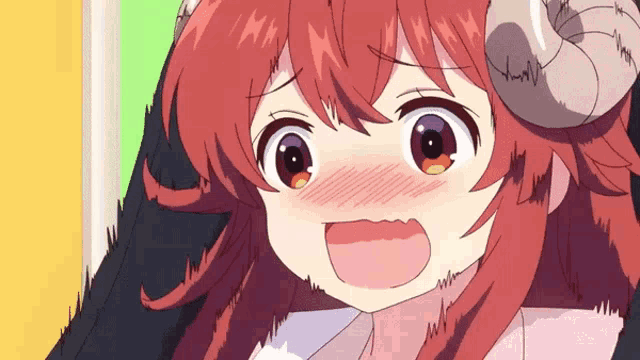 a close up of a girl with horns on her head