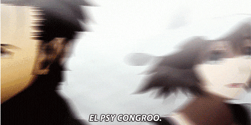 a blurry picture of a man and a woman with the words el psy congroo visible