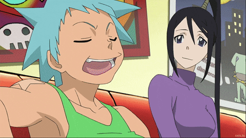 a cartoon of a man and a woman sitting on a couch with a skull on the wall behind them