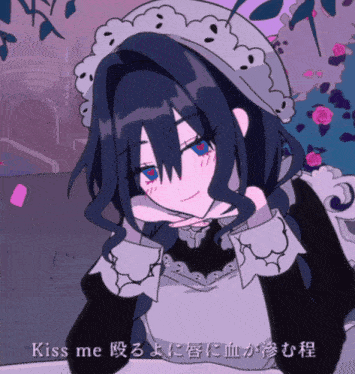 a drawing of a maid with the words kiss me written below her