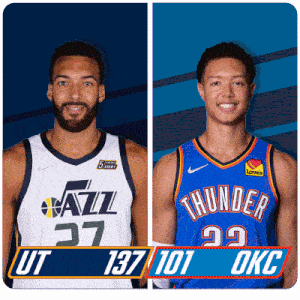 two basketball players one from the utah jazz and the other from the oklahoma thunder