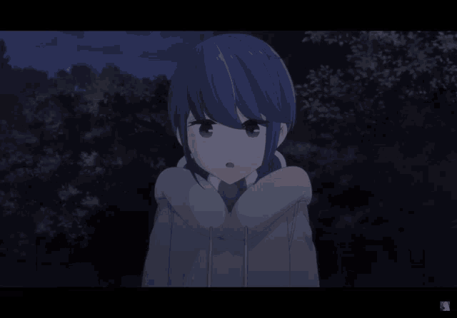 a blue haired anime girl with her eyes closed and smoke coming out of her ears
