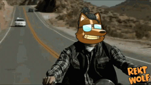 Rekt Wolf Crypto Nft GIF - Rekt Wolf Crypto Nft Motorcycle Ride GIFs