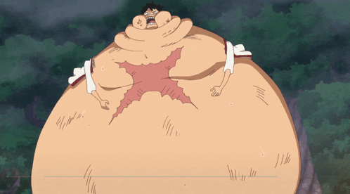 a cartoon drawing of a sumo wrestler with a huge belly