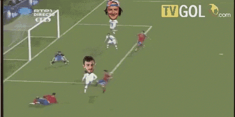 a soccer game is shown on tv gol