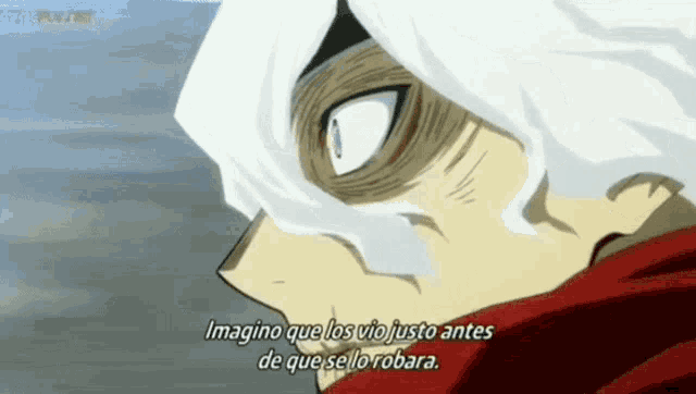 a close up of a cartoon character with the words imagino que los violjusto antes de que se lo robara
