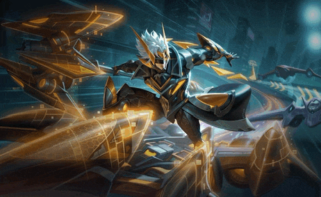 a man in a futuristic outfit is flying through the air on a jet