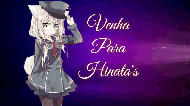 a purple background with the words " venha para hinata 's " on it