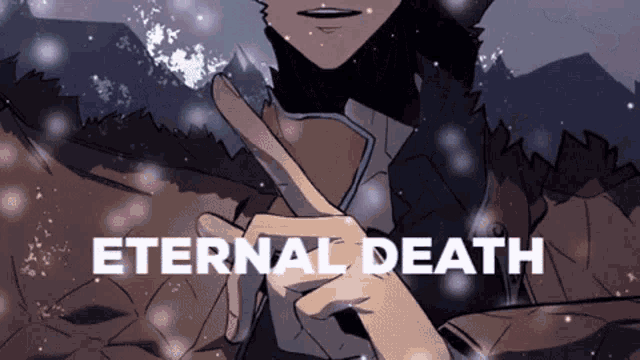 a cartoon of a man with the words eternal death written below him