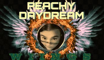 a poster that says reachy daydream wings with a picture of a girl in the center