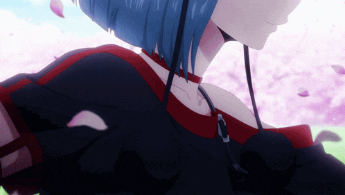 a close up of a person 's neck with blue hair