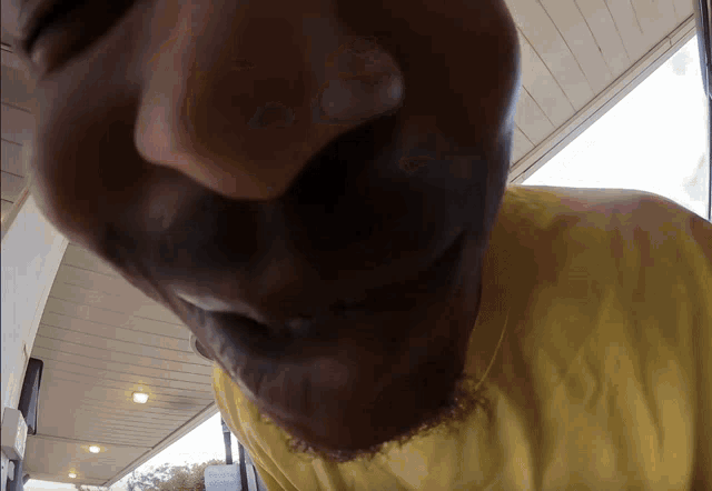a close up of a man 's nose and mouth