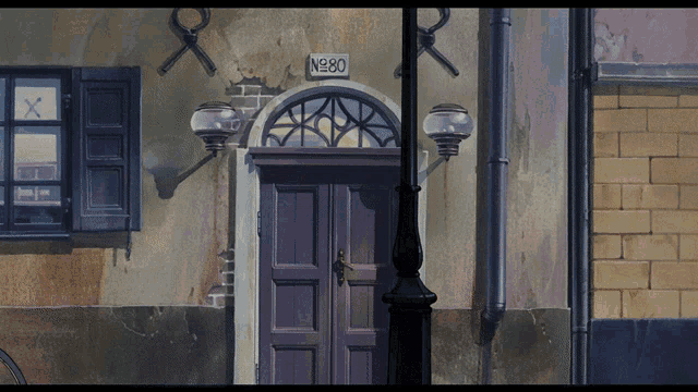 a door with a sign that says no 80