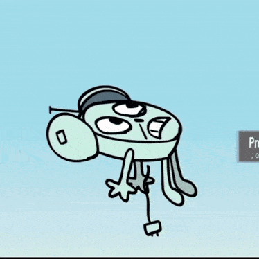 a cartoon drawing of a frog with a headphone on