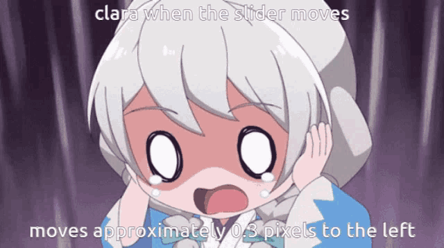 a cartoon of a girl with the caption clara when the slider moves