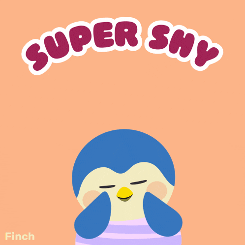 an illustration of a penguin with the words super shy written above it