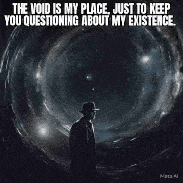 a man in a suit and hat is standing in front of a black hole in space