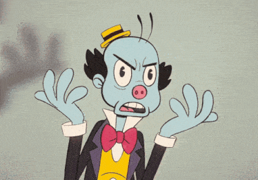 a cartoon character is wearing a bow tie and top hat