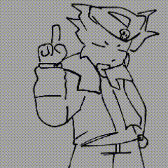 a drawing of a person giving the middle finger .
