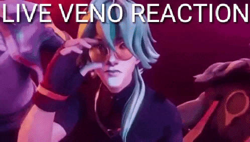 a cartoon character with glasses and the words `` live veno reaction '' on the bottom .