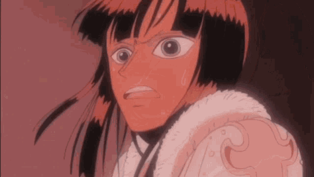 a close up of a cartoon character 's face with a red background