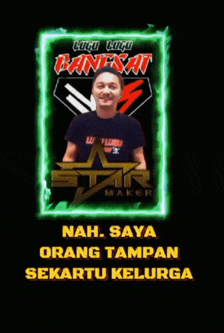 a picture of a man in a circle with the words " lucu lucu bangsat " on it