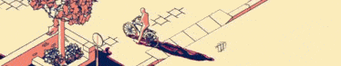 a drawing of a person standing on top of a staircase