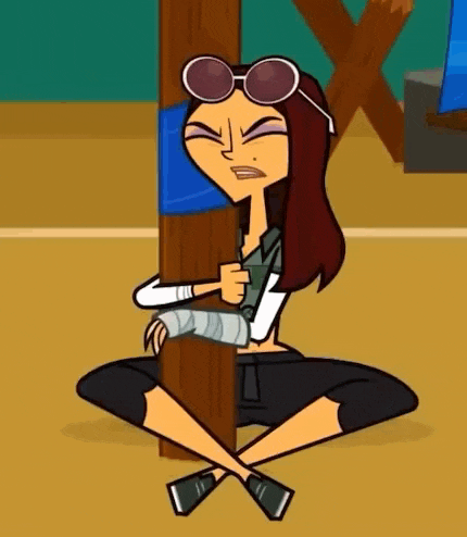 a cartoon girl is sitting on the floor with her legs crossed holding a wooden pole .