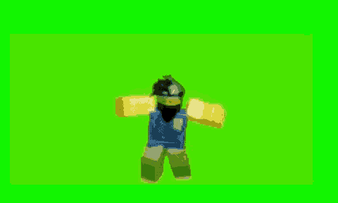 a blurred image of a roblox character standing on a green screen .