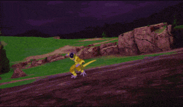 a cartoon character is being attacked by a sword