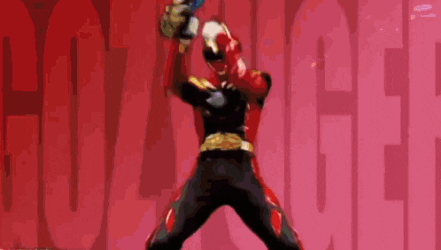 a man in a red and black superhero costume is standing in front of a red background with the word hot tiger written on it