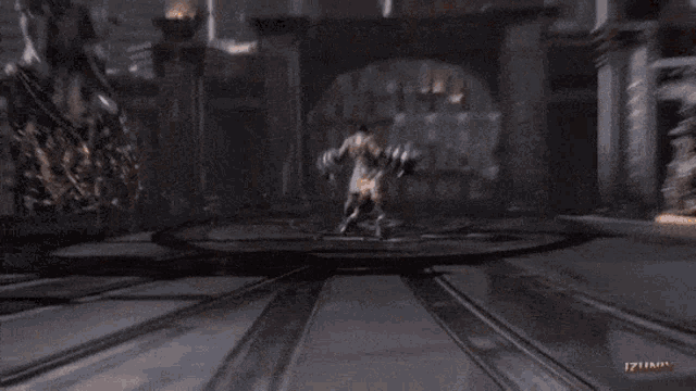 a video game character is being attacked by a monster .