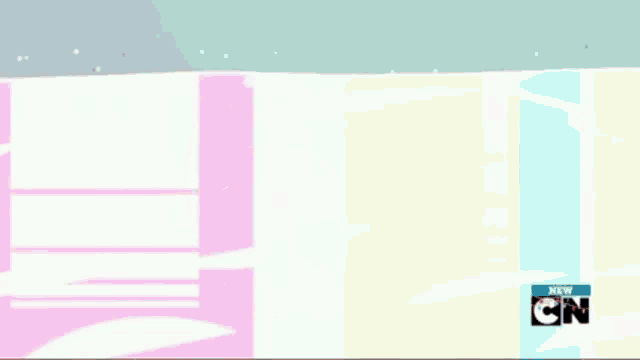 a cartoon character is standing in a bathroom with a sign that says cn