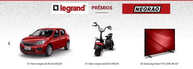 a red car a scooter and a television are displayed on a website